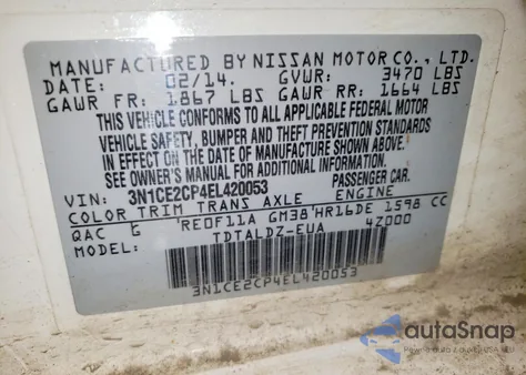 2014 Nissan Versa Note S z USA, uszkodzony, nr VIN 3N1CE2CP4EL420053